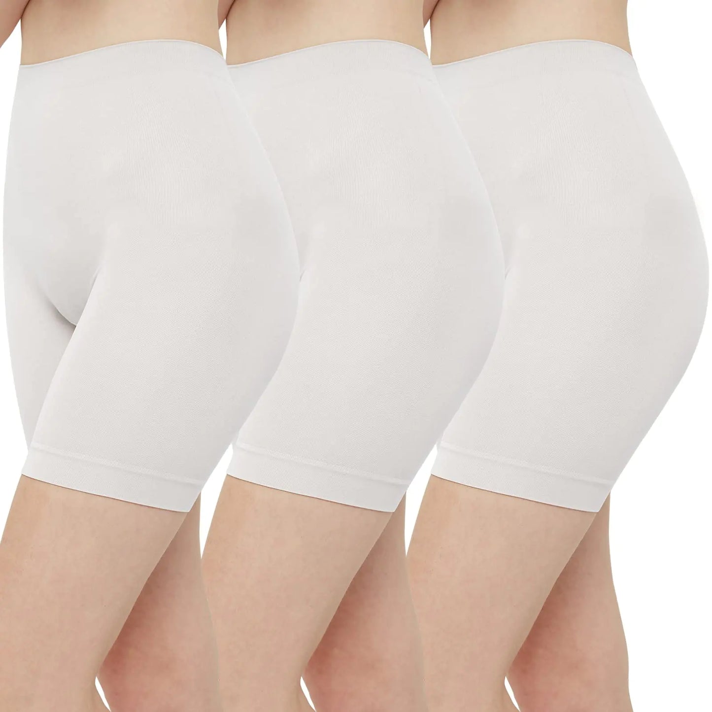 INNERSY Women's Slip Shorts for Under Dresses High Waisted Summer Shorts 3-Pack Large White