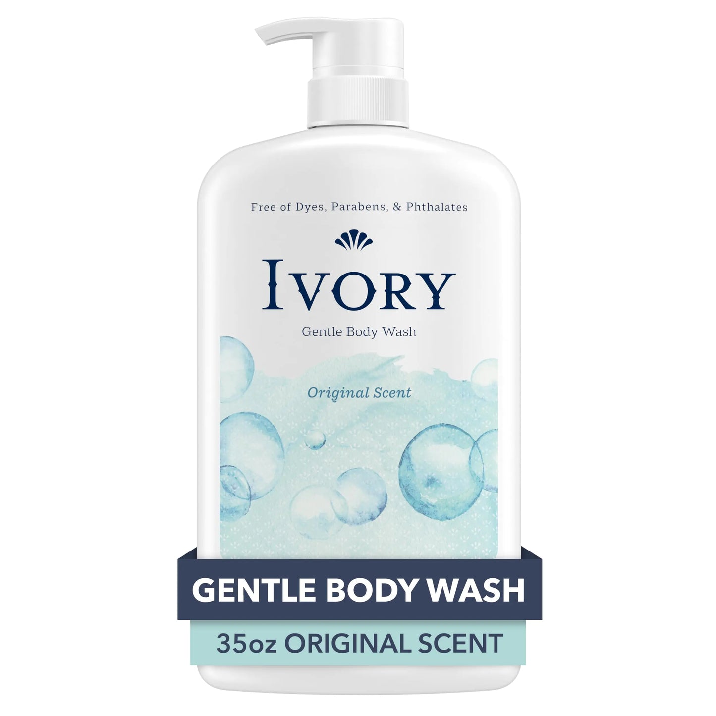 Ivory Gentle Body Wash, Designed for the Whole Family, Free of Dyes Heavy Perfumes Parabens Phthalates & Silicones, Original Scent, 35 oz 35 Fl Oz (Pack of 1)