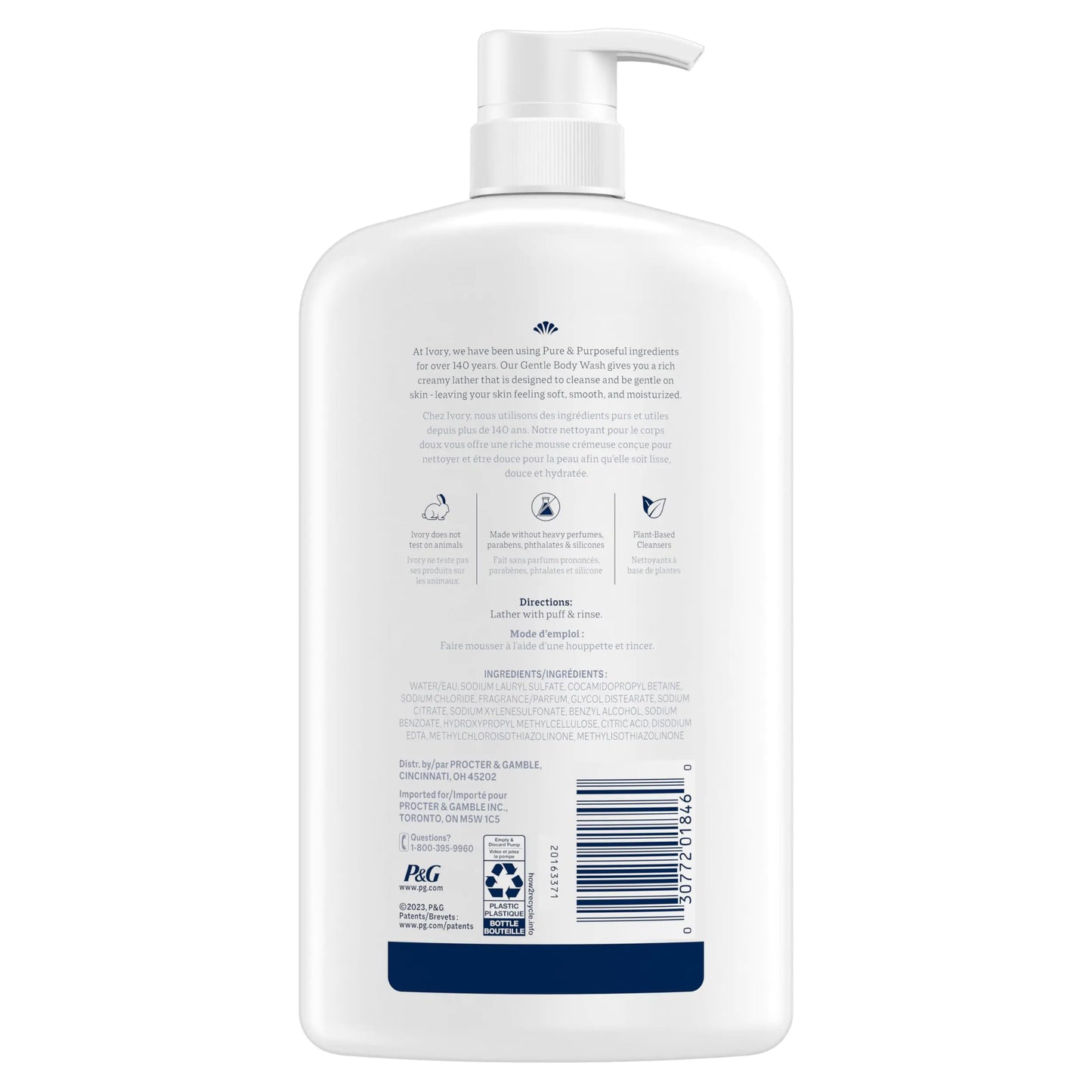 Ivory Gentle Body Wash, Designed for the Whole Family, Free of Dyes Heavy Perfumes Parabens Phthalates & Silicones, Original Scent, 35 oz 35 Fl Oz (Pack of 1)