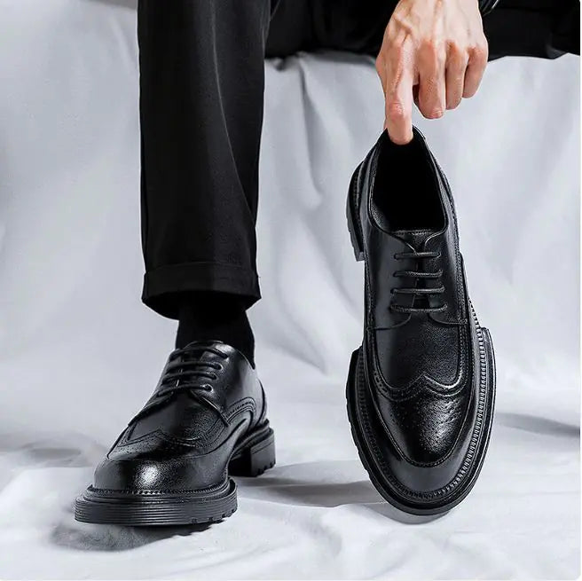 Men's Casual Brogue Platform Leather Shoes